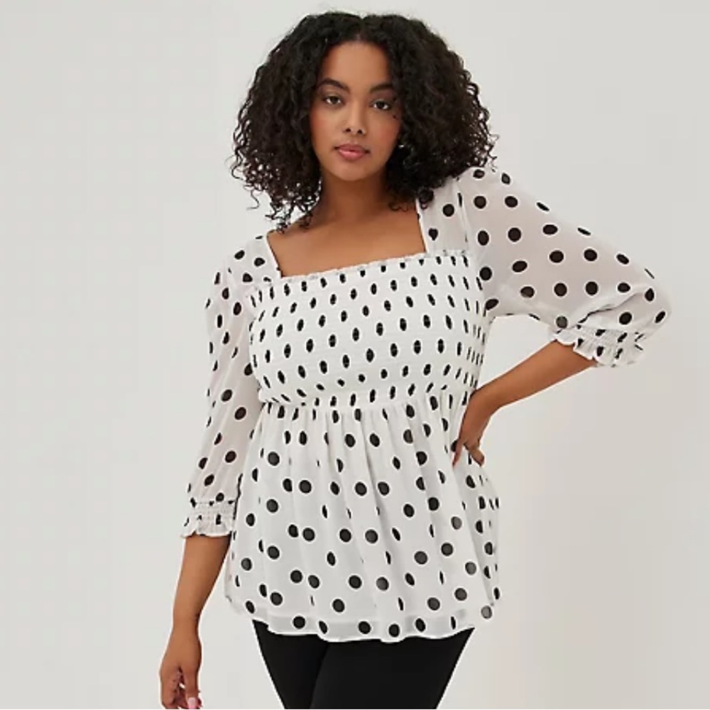 Torrid Babydoll Chiffon Smocked Top